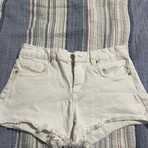 Blank NYC White Jean Shorts Distressed Frayed Hem